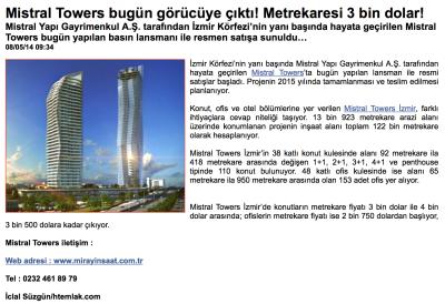 www.htemlak.com - Mistral Towers bugün görücüye çıktı! Metrekaresi 3 bin dolar!
